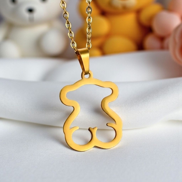 🆕️ 18K Gold Plated Cute Bear Necklace & Earrings Set | Trendy Jewelry Gift 🎁 - Picture 8 of 10